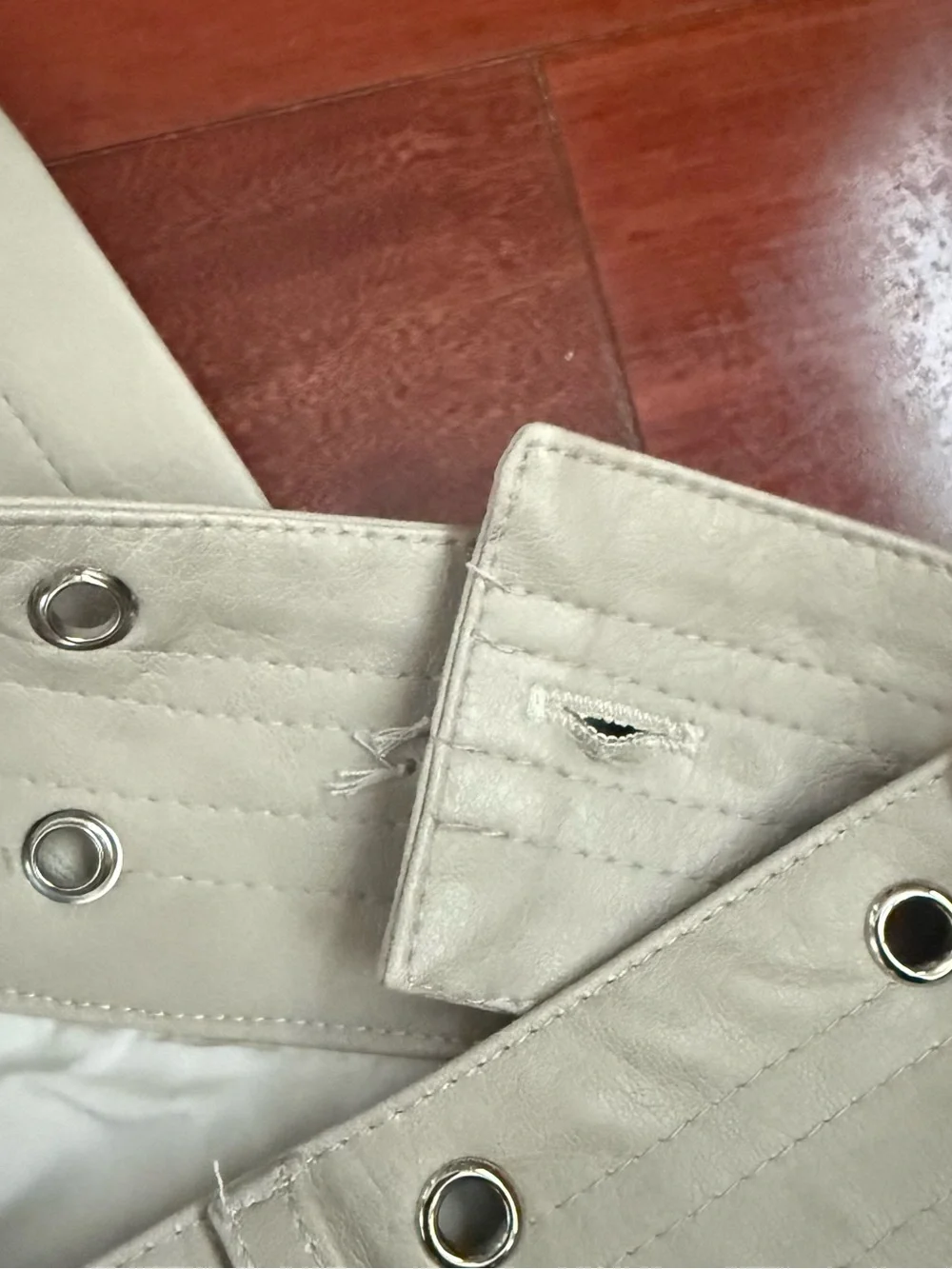 High-Rise Eyelet Detail Mini Skirt — Cream